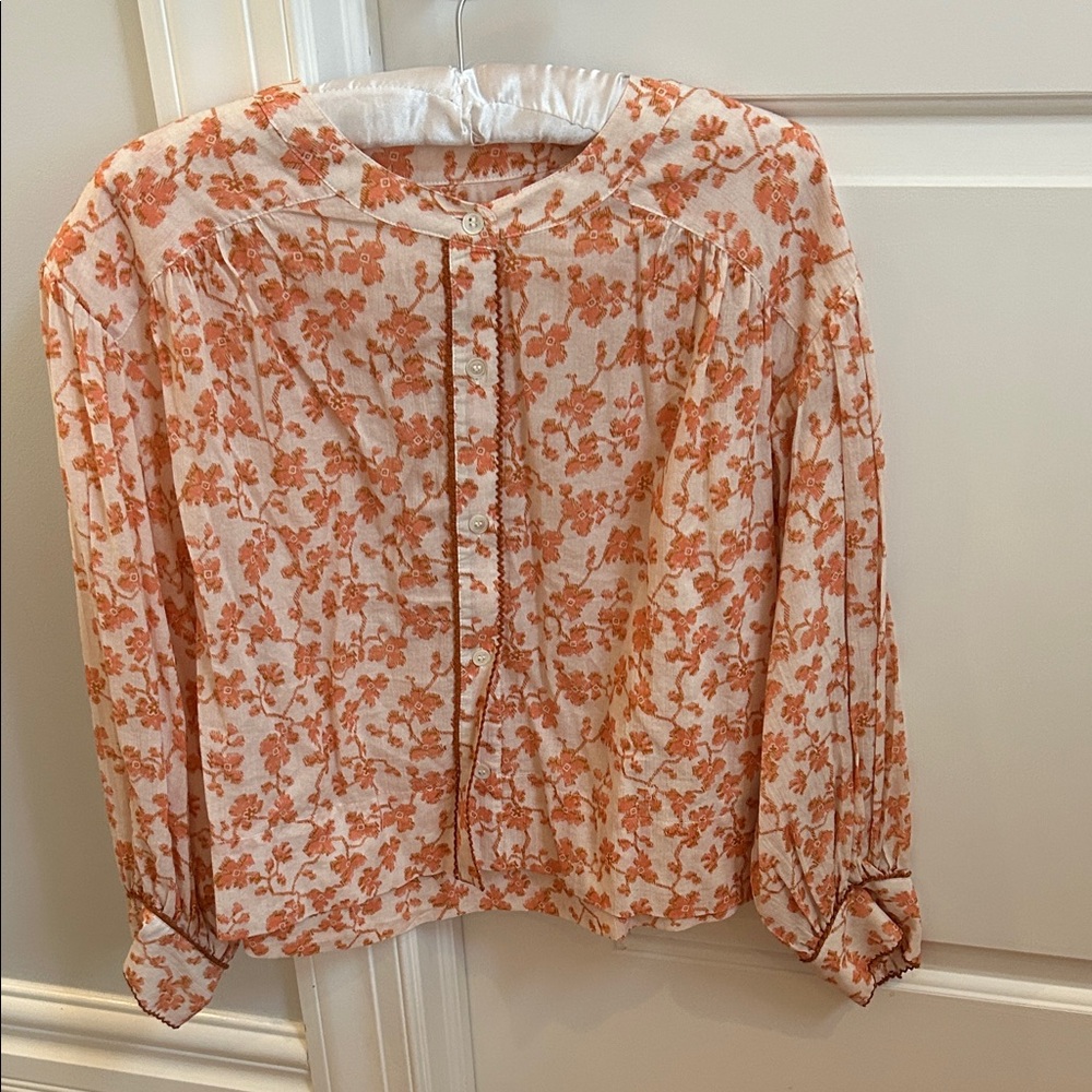 Joie Orange Floral Blouse